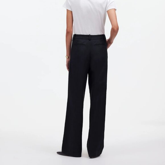 NWT Madewell Petite Slouchy Straight Pants in Drapey Twill Black 8P - Picture 4 of 5
